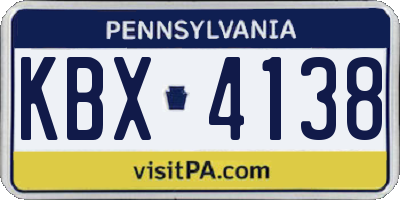 PA license plate KBX4138