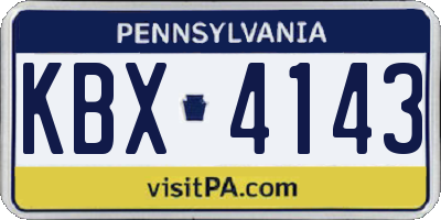 PA license plate KBX4143