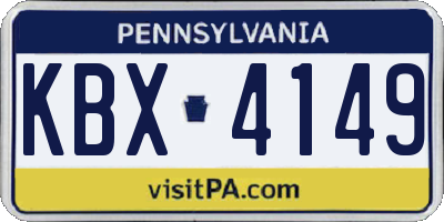 PA license plate KBX4149