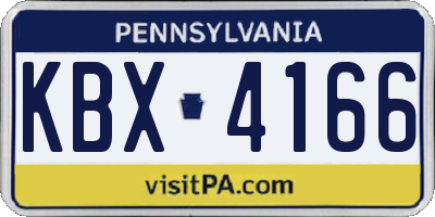 PA license plate KBX4166