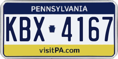 PA license plate KBX4167
