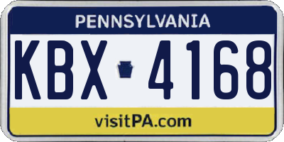 PA license plate KBX4168