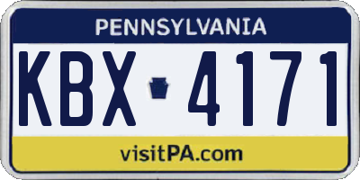 PA license plate KBX4171