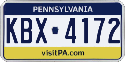 PA license plate KBX4172