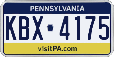 PA license plate KBX4175