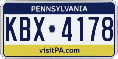 PA license plate KBX4178