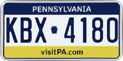 PA license plate KBX4180