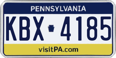 PA license plate KBX4185