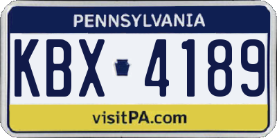 PA license plate KBX4189