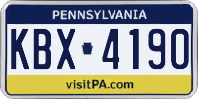PA license plate KBX4190