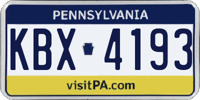 PA license plate KBX4193