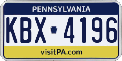 PA license plate KBX4196