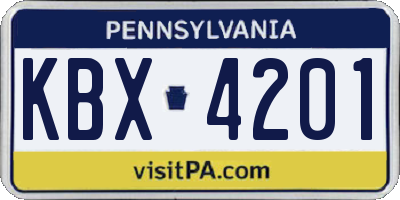 PA license plate KBX4201