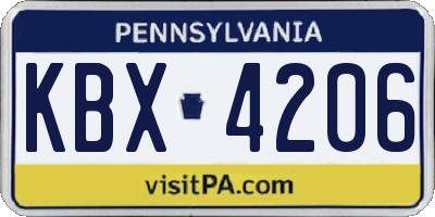 PA license plate KBX4206