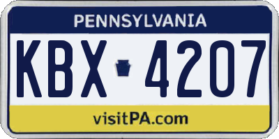 PA license plate KBX4207