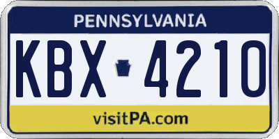 PA license plate KBX4210