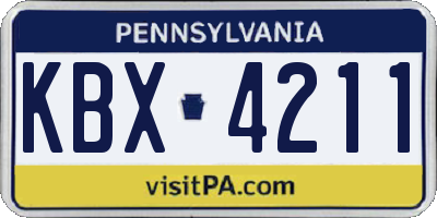 PA license plate KBX4211