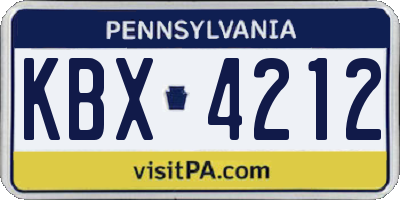 PA license plate KBX4212