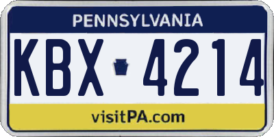 PA license plate KBX4214