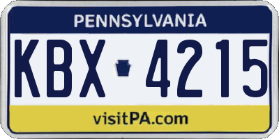 PA license plate KBX4215
