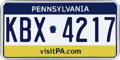PA license plate KBX4217