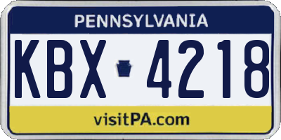 PA license plate KBX4218