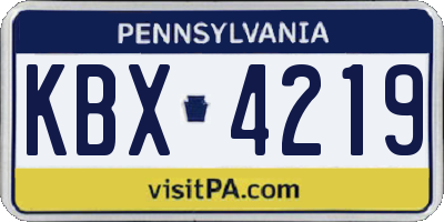 PA license plate KBX4219