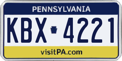 PA license plate KBX4221