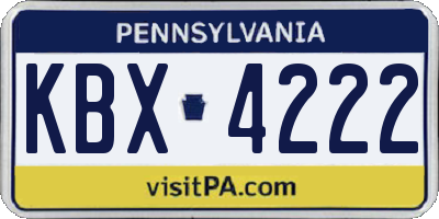 PA license plate KBX4222