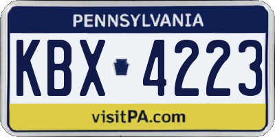 PA license plate KBX4223