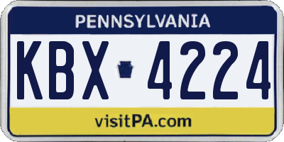PA license plate KBX4224