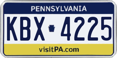 PA license plate KBX4225