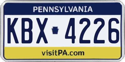 PA license plate KBX4226