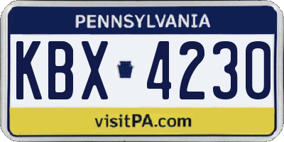 PA license plate KBX4230