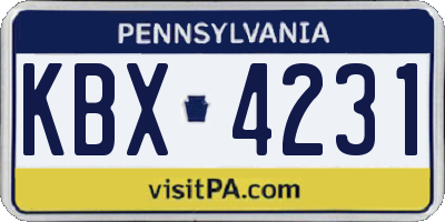 PA license plate KBX4231