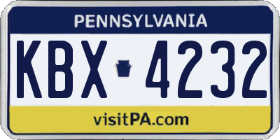 PA license plate KBX4232