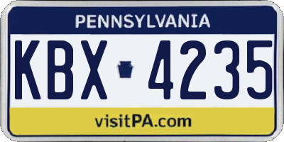 PA license plate KBX4235
