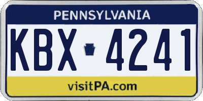 PA license plate KBX4241