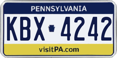 PA license plate KBX4242