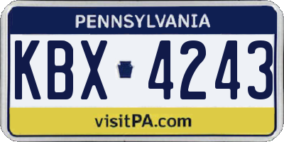 PA license plate KBX4243