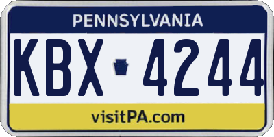 PA license plate KBX4244