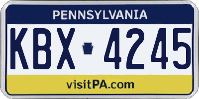 PA license plate KBX4245