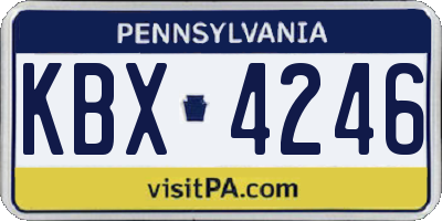 PA license plate KBX4246