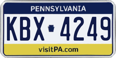 PA license plate KBX4249