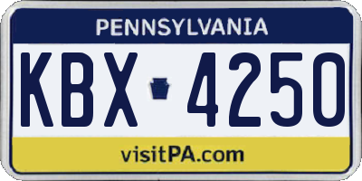 PA license plate KBX4250