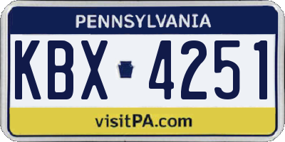 PA license plate KBX4251