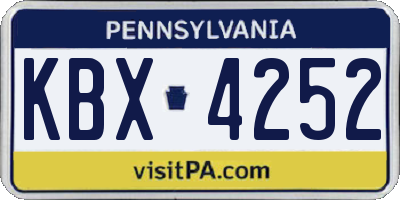 PA license plate KBX4252
