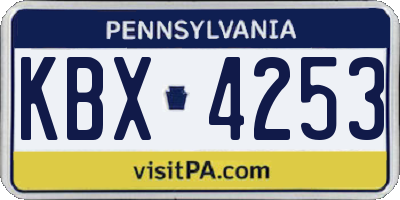 PA license plate KBX4253