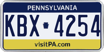PA license plate KBX4254