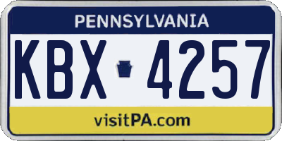 PA license plate KBX4257